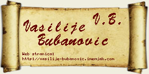 Vasilije Bubanović vizit kartica